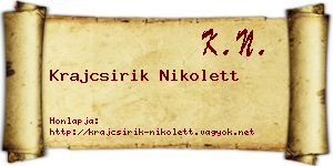 Krajcsirik Nikolett névjegykártya